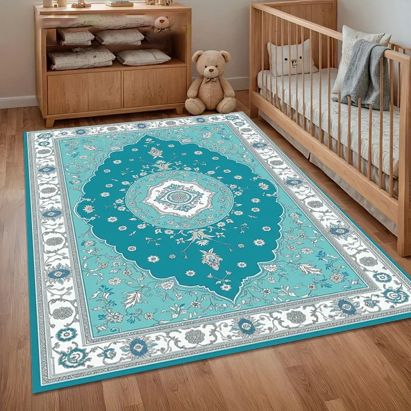 Vintage Turquoise Bohemian Rug Large Oriental Area Rug Living Room Carpet Elegant Bedroom Lounge Floor Mat Decor