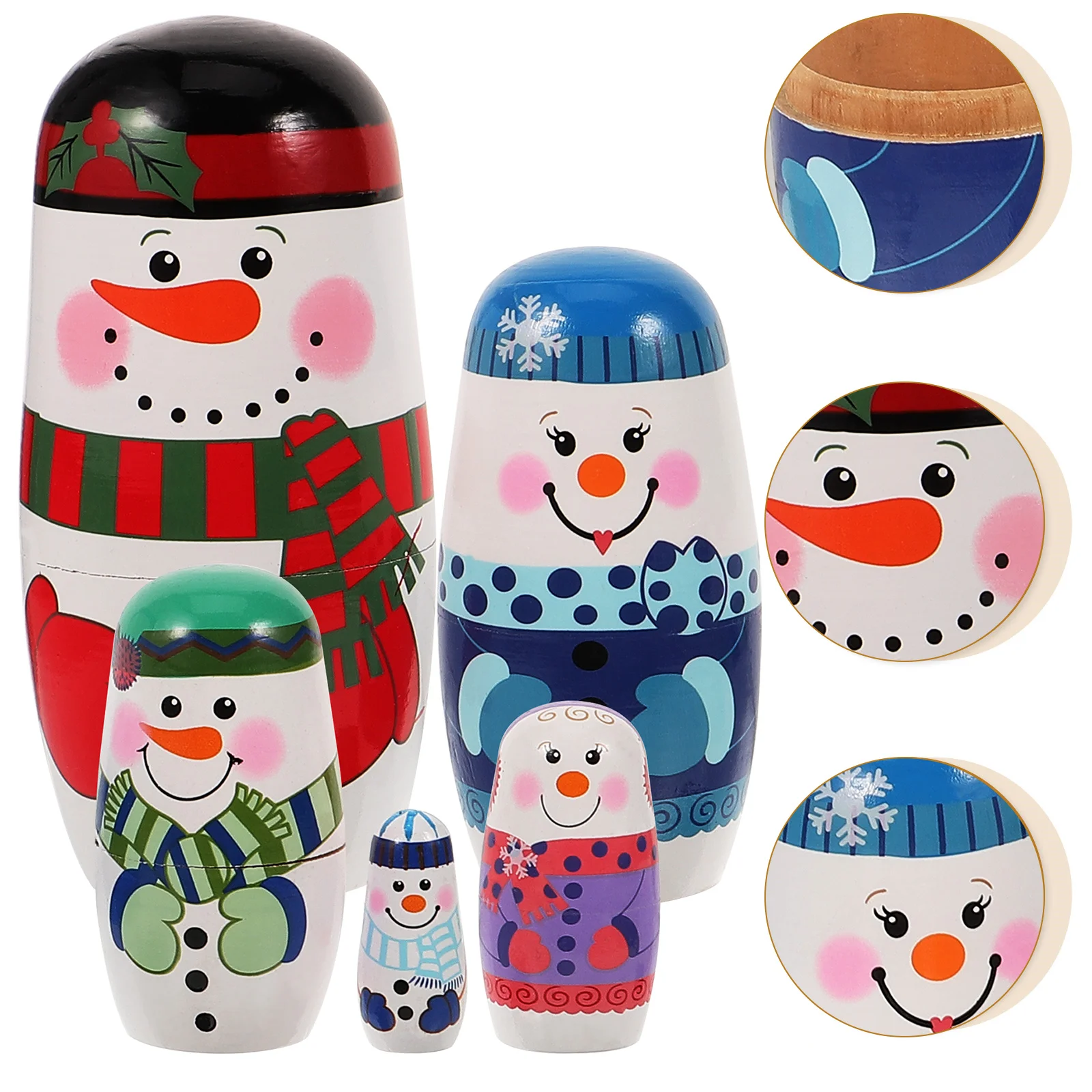 

Christmas Tree Nesting Dolls Decora Wooden Snowman Home Decoration Nested Kid Toys