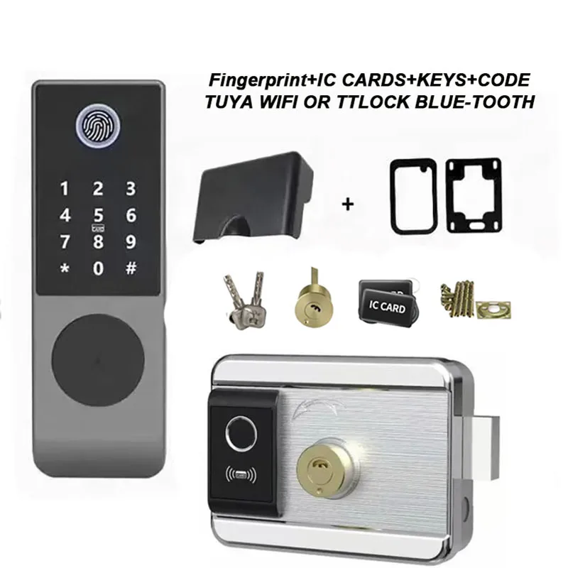 Exterior Front Door Lock Optional TTLOCK Bluetooth Cerradura Inteligente Waterproof Electronic RIM Lock