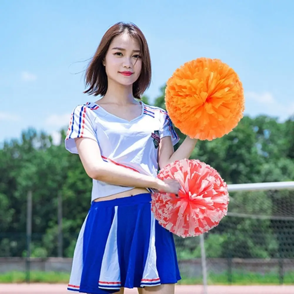 

28cm Game Pom Poms Multicolors Four Finger Ring Cheap Practical Cheerleading PET Come On Props Sports Match Vocal Ball