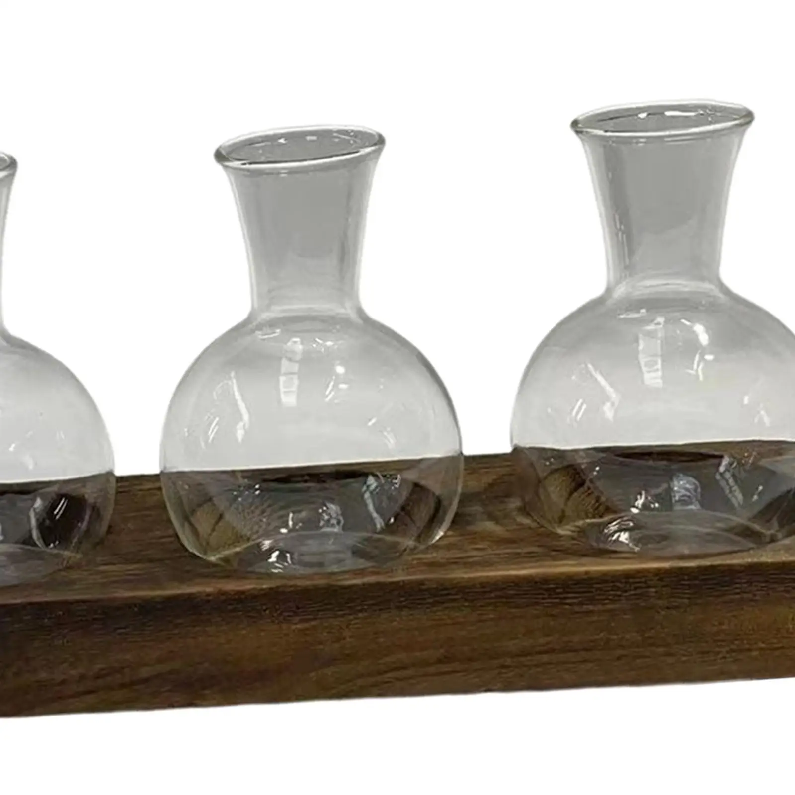 Hydroponic Vase Glass Terrarium Planter Basket Bonsai Clear,3 Piece Terrarium Jar with Wood Stand for Home Living Room Office
