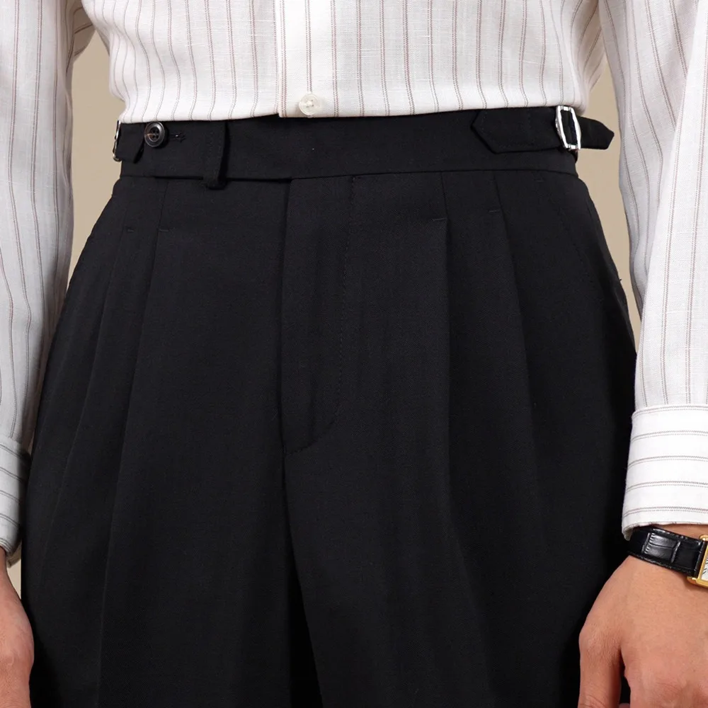 Italian Naples Double-pleated Men's Straight-leg High Quality Business Casual Formal Pants For Commuting Pantalon Costume Homme