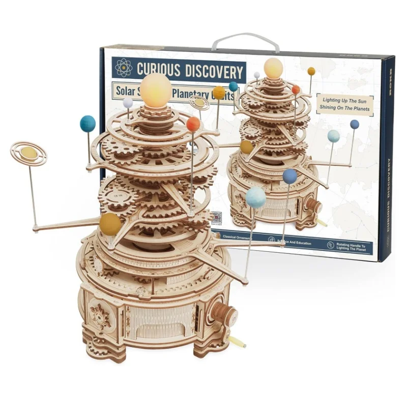 Robotime Rokr 316PCS Rotatable Mechanical Orrery DIY Wooden Model Building Block Kits Assembly Toy Gift for Children Adult ST001