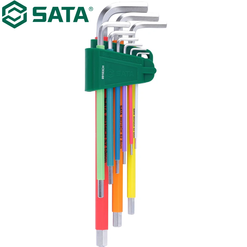 SATA 09103CH Rainbow Series 9-piece Extra Long Hexagonal Wrench Set High Quality Material Exquisite Workmanship Simple Operation