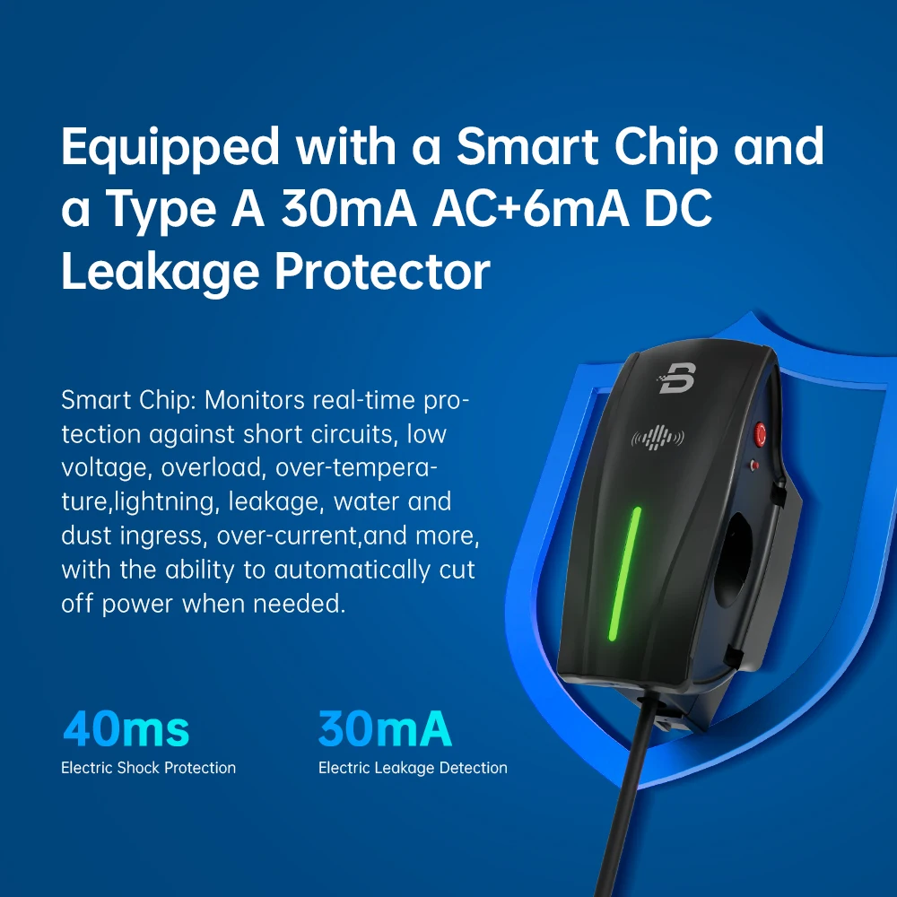1.6J Commercial Level 2 AC EV Charger 7KW 11KW 22KW 32A Fast Charging Station Wallbox IP65 with DLB Optional for Electric Vehicl