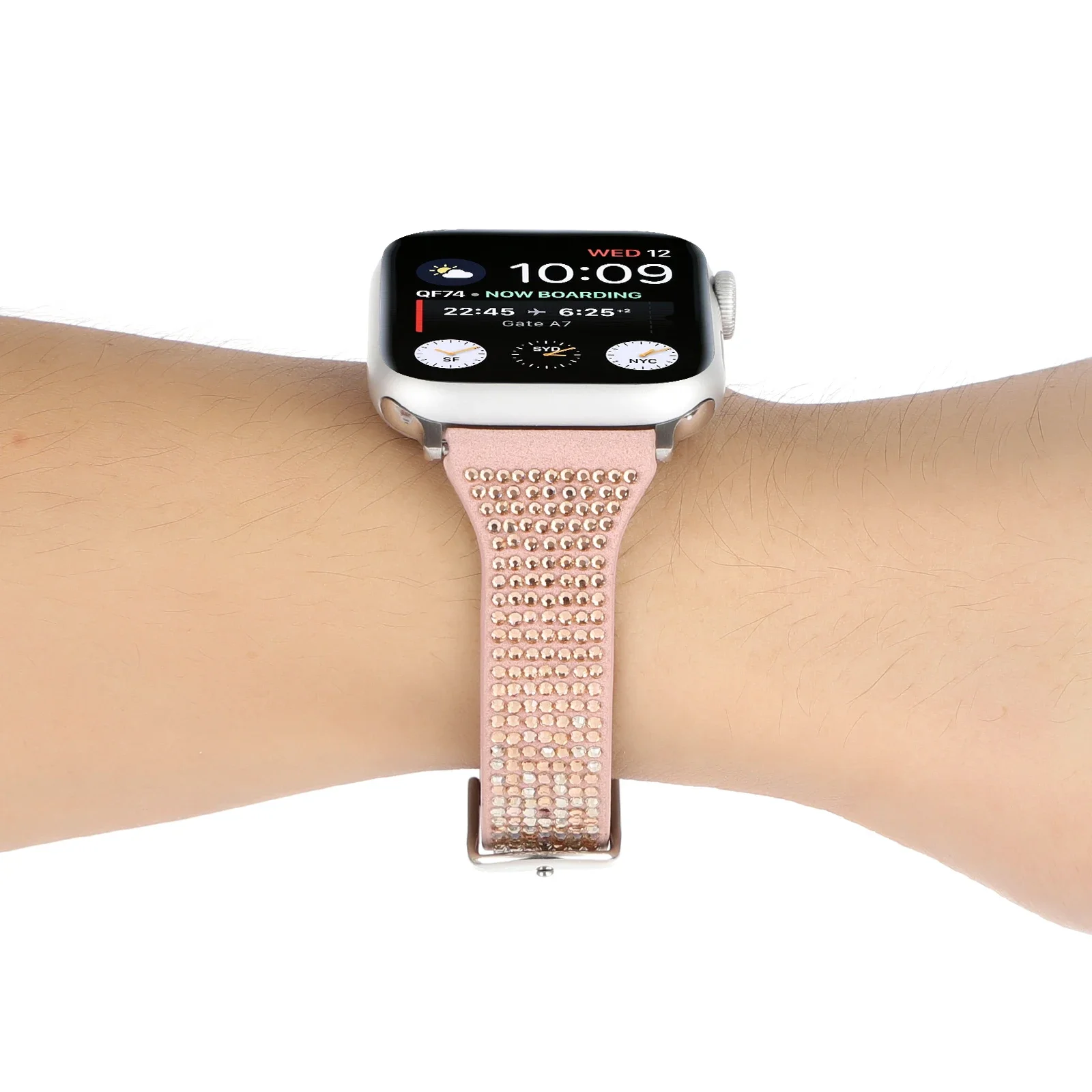 Leather Diamond Strap For Apple Watch 10 9 8 7 45mm 41mm 42mm 46mm Women Bracelet wristband iWatch 6 5 4SE 44mm 40mm band Correa