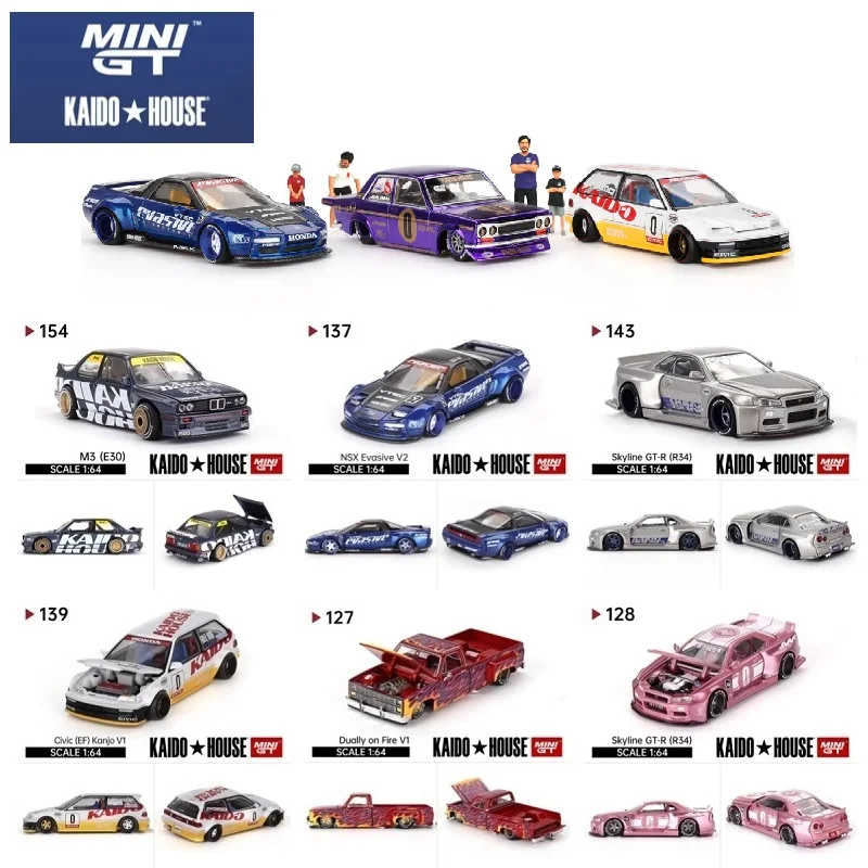 Kaido House x MINI GT FairladyZ Datsun 510 R34 Nismo Police R33 EF NSX M3 E30 Diecast Model Car