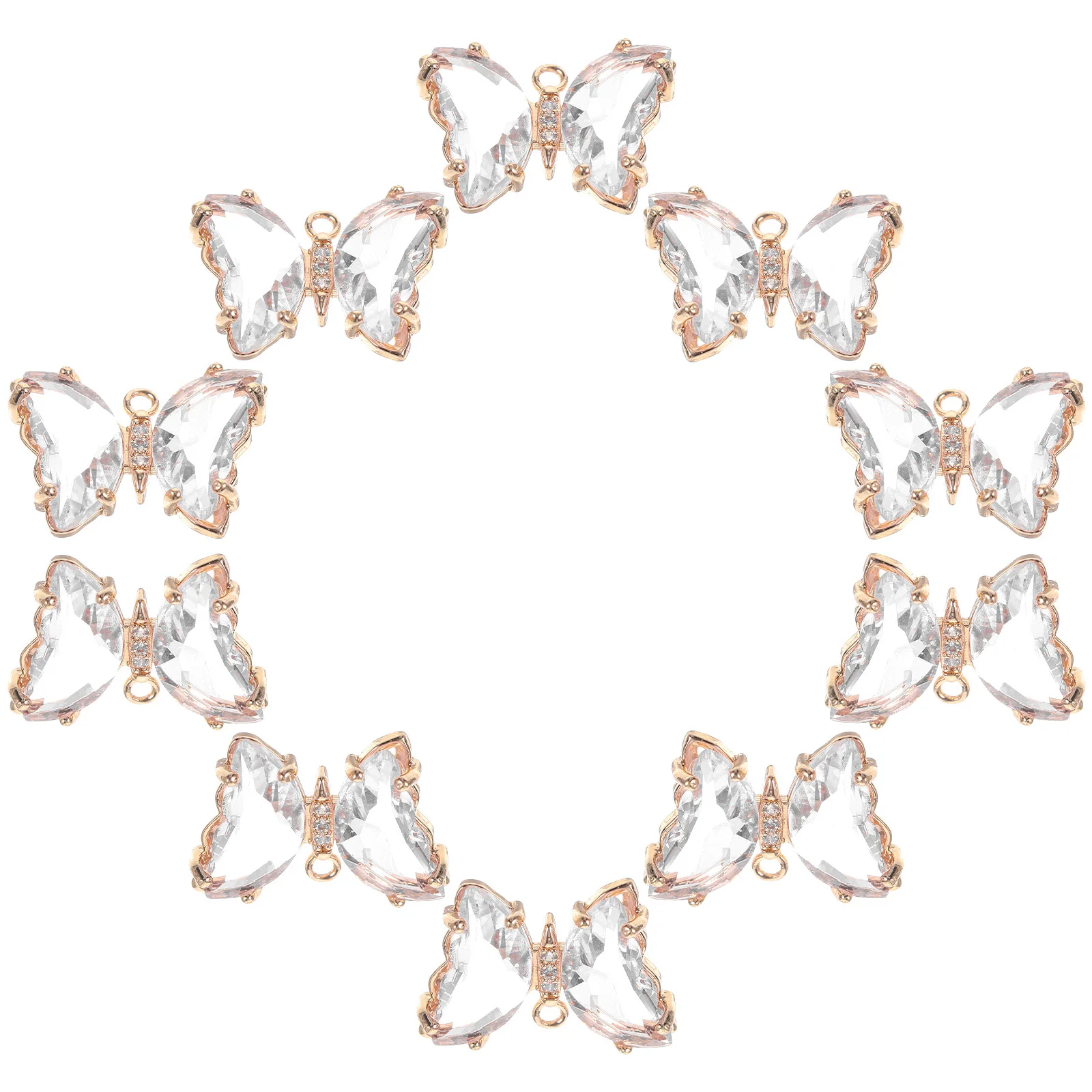 

10 шт., хрустальное стекло, подвеска-бабочка, подвески, гладкие бусины из сплава для изготовления ювелирных изделий своими руками, подвесной декор, ожерелье, брелок для ключей, ремесло