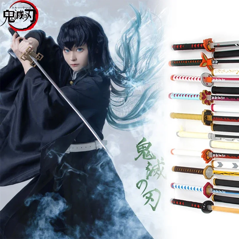 

1:1 Demon Slayer Muichirou Anime Katana Swords Tanjiro Wooden Kimetsu No Yaiba Ninja Blade Cosplay Prop Katana Weapon Toys Gifts