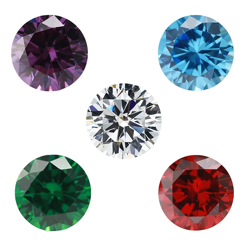 1~12mm 5A Runde Lose Zirkonia-Steine Weiß Granat Amethyst Grün Meerblau Mix 5 Farben CZ Edelsteine für Schmuckherstellung – Detail 1