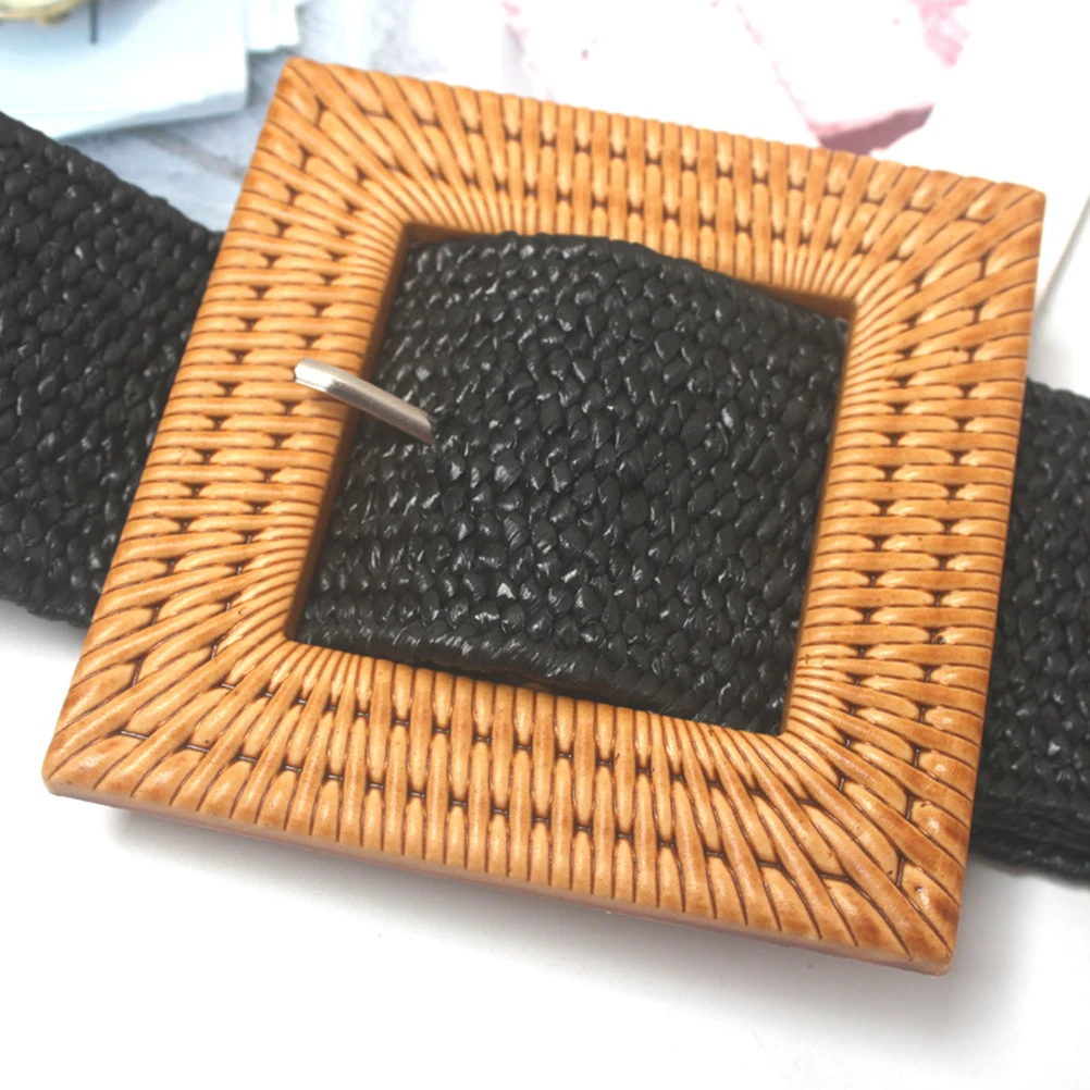 

1pc Vintage No Hole Wide Waist Belt For Women Retro Dress Waistband Adjustable Elastic Chic Decorative Cummerbund Skirt
