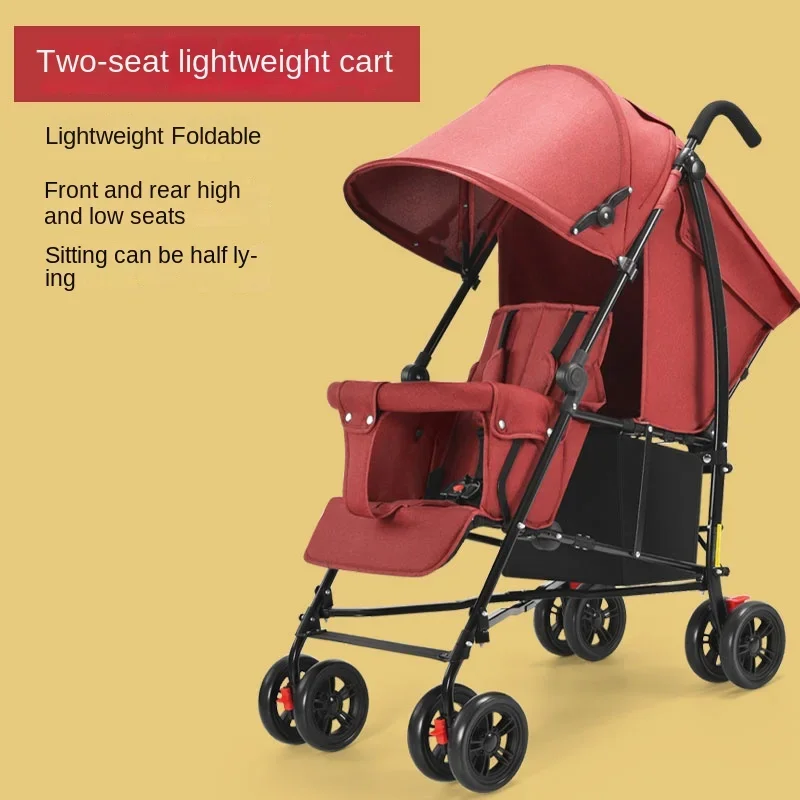 cart, light and semi-reclining double car integrated cart