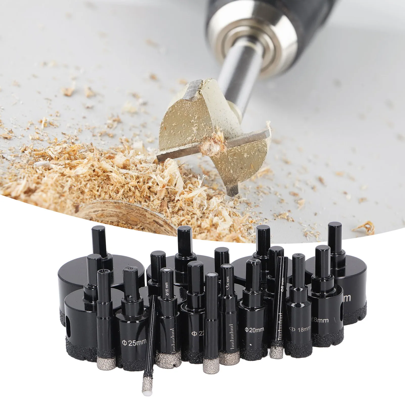 19Pcs Hole Saw Kit 6‑60mm Brazed Hollow Core Hole Saw Drill Bits Set For Marble Glass Tile Slate Drill Bit Tools