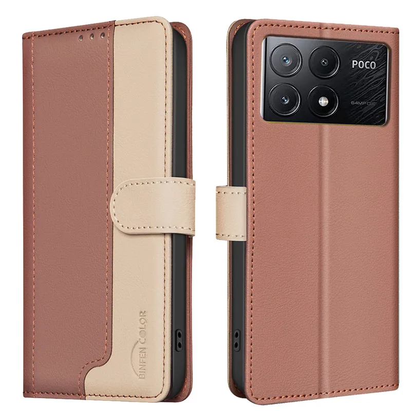 Cover Phone Case For Xiaomi Poco X6 F6 M6 Pro 5G C61 C65 PocoC61 PocoM6 Coque Wallet Skin Friendly Magnetic Flip Leather Cases