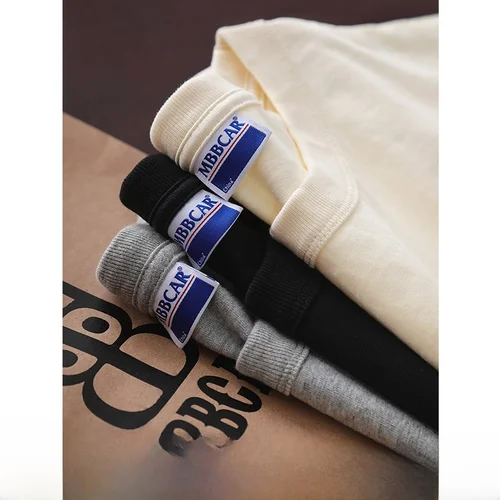 일본 두꺼운 순면 직물 짧은 소매 티셔츠 바닥 남녀 빈티지 좁은 Mbbcar 