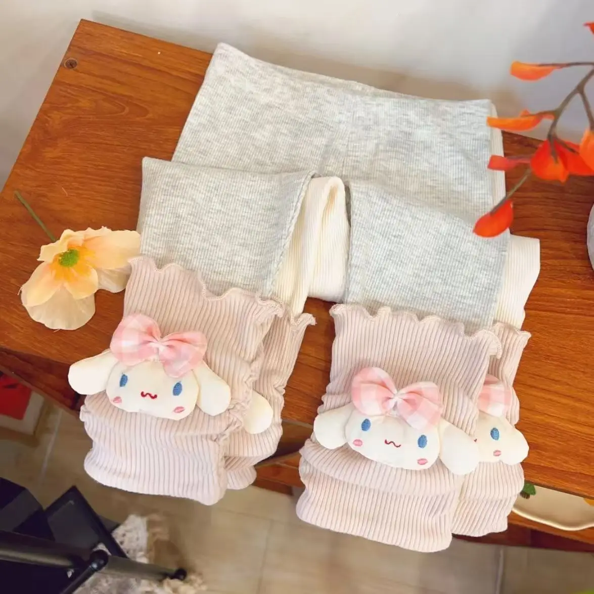 

Sanrio Hello Kitty Girls' Fleece Leggings New Autumn and Winter Children's Cartoon Kt Cat Warm Pants Baby Kawaii Outer Trousers