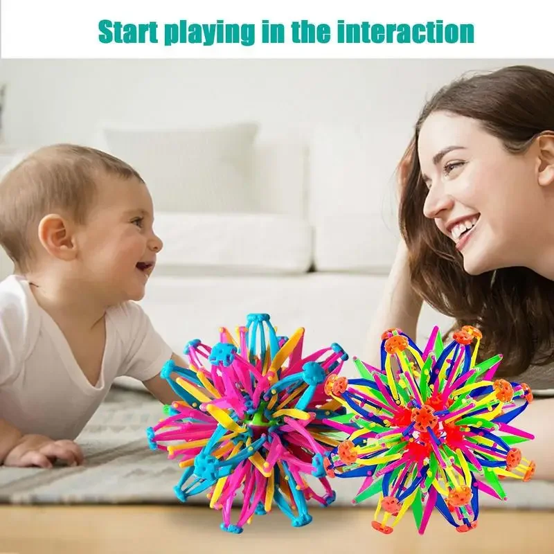 Colorful Children Magic Telescopic Ball Outdoor Throwing Ball Game Various Flowers Suitable Parent Child Interactive Sensory Toy