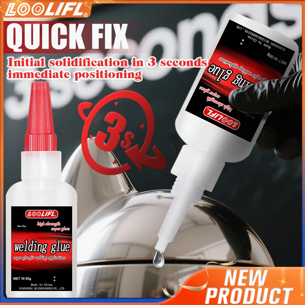 LOOLIFL 50g Cola à base de óleo de alta resistência para soldadura - Adesivo de soldadura à base de óleo para metais, para todos os tipos de adesivos instantâneos de metal com superfícies insensíveis, incluindo dispens