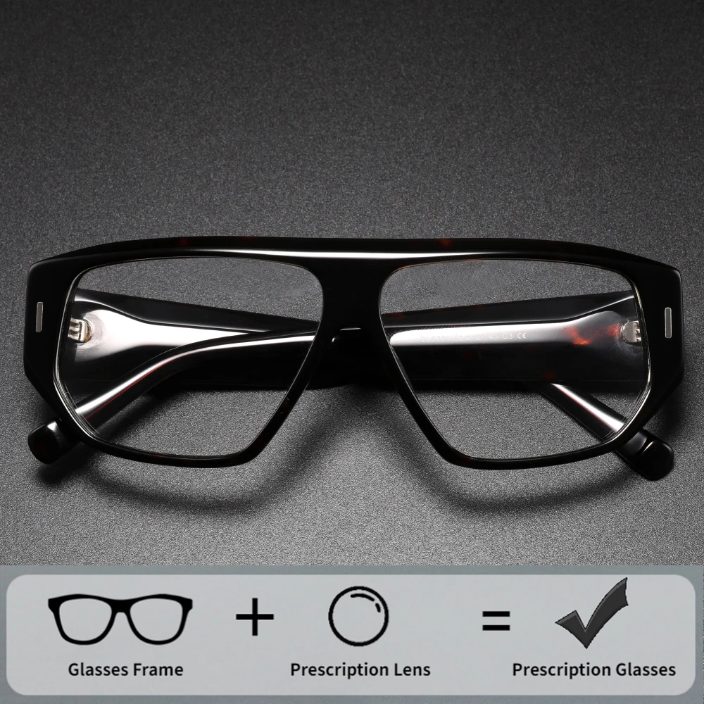 Thick Oversized Acetate Reading Glasses for Men Trendy Optical Eyewear Stylish Shield For Men Lentes De Sol Custom Prescription