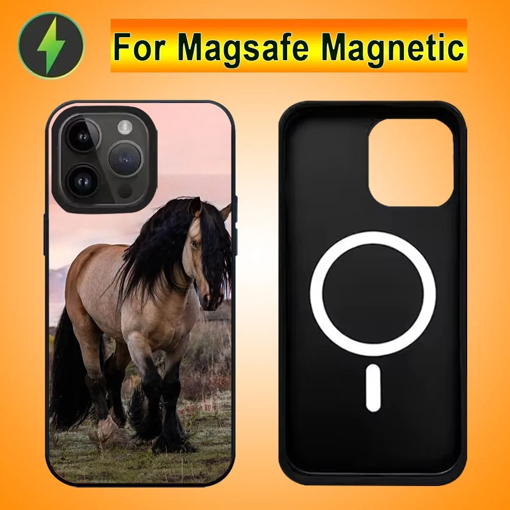 Horses Brave Spirit Phone Case For IPhone 15 14 13 Pro Max 11 12 Mini Alex Mirror For Magsafe Wireless Charging Cover