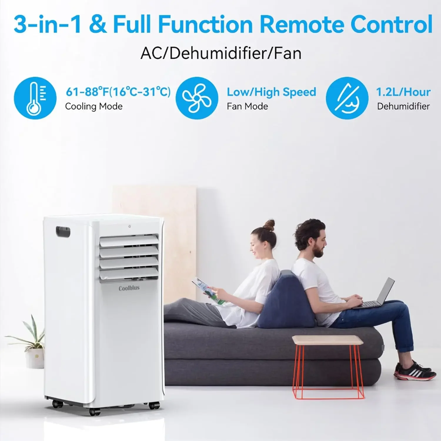 Portable Air Conditioners Cool Up to 550 Sq.Ft,3-in-1 AC Unit with Remote Control/LED Display/Installation Kits