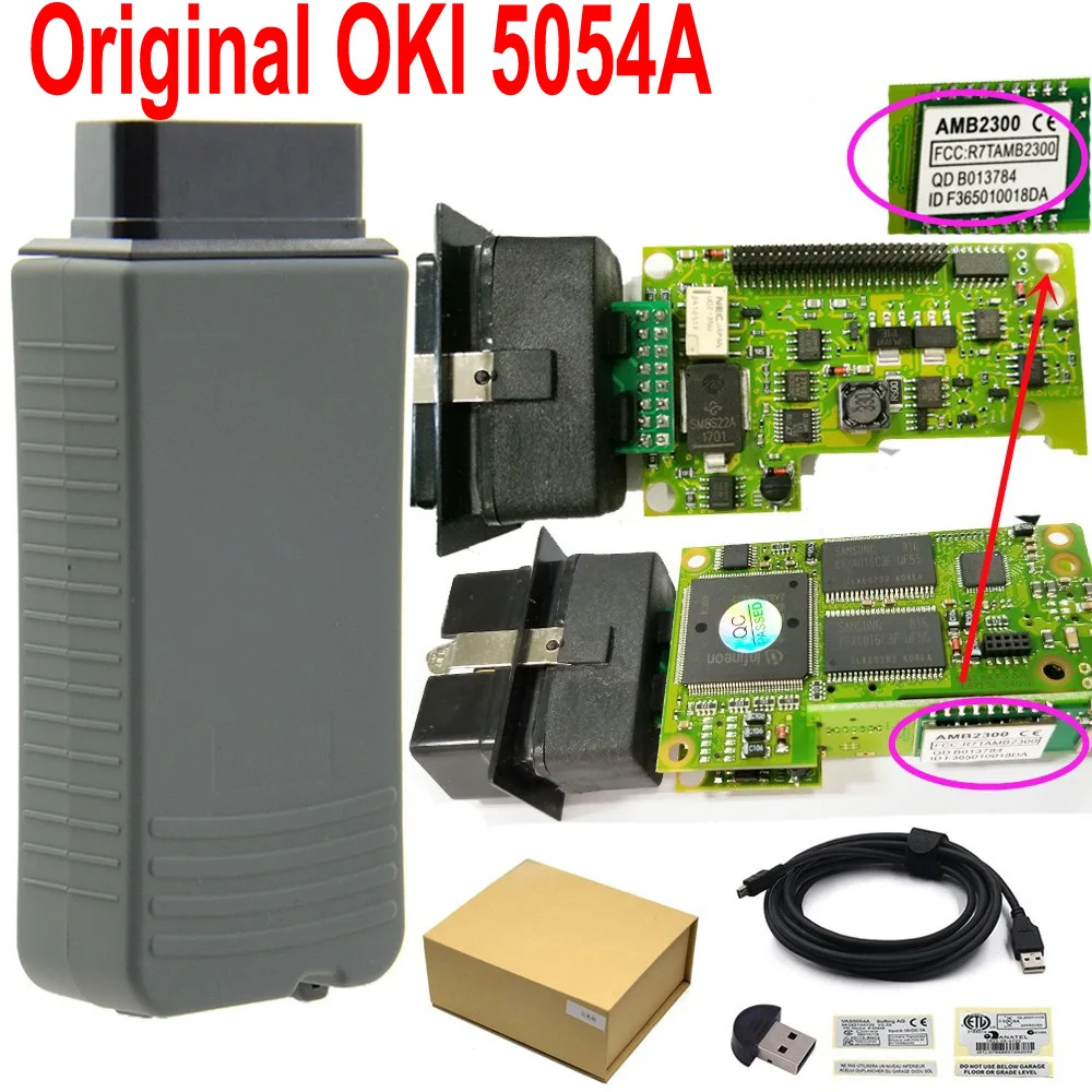 2024 oryginalny OKI 5054A z Bluetooth USB typ 10.0 obsługa programowanie online 5054 niebieska lampa narzędzie diagnostyczne samochodu OBD2