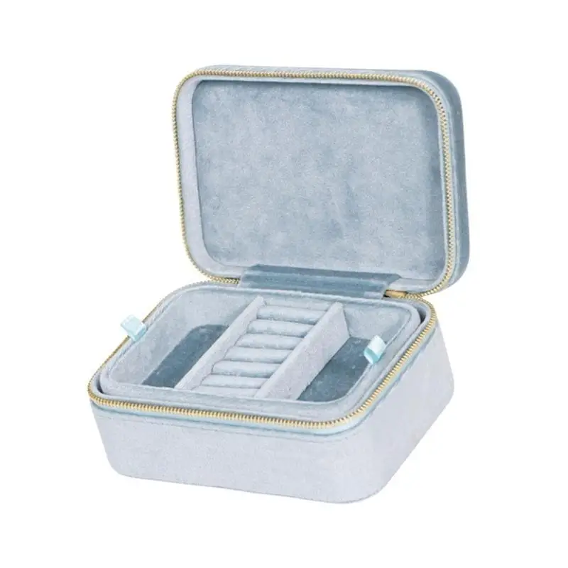 

A52E Small Velvets Jewelry Box Double Layer Элегантная ювелирная коробка, подходящая для организации безделушек на открытом и в