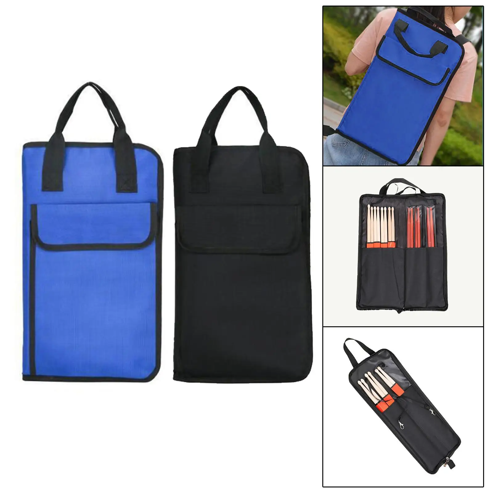 Drumstick Pouch Large Capacity Stick Bag Fabric Drum Carrying Case with Zipper for Drum Mallet Storage