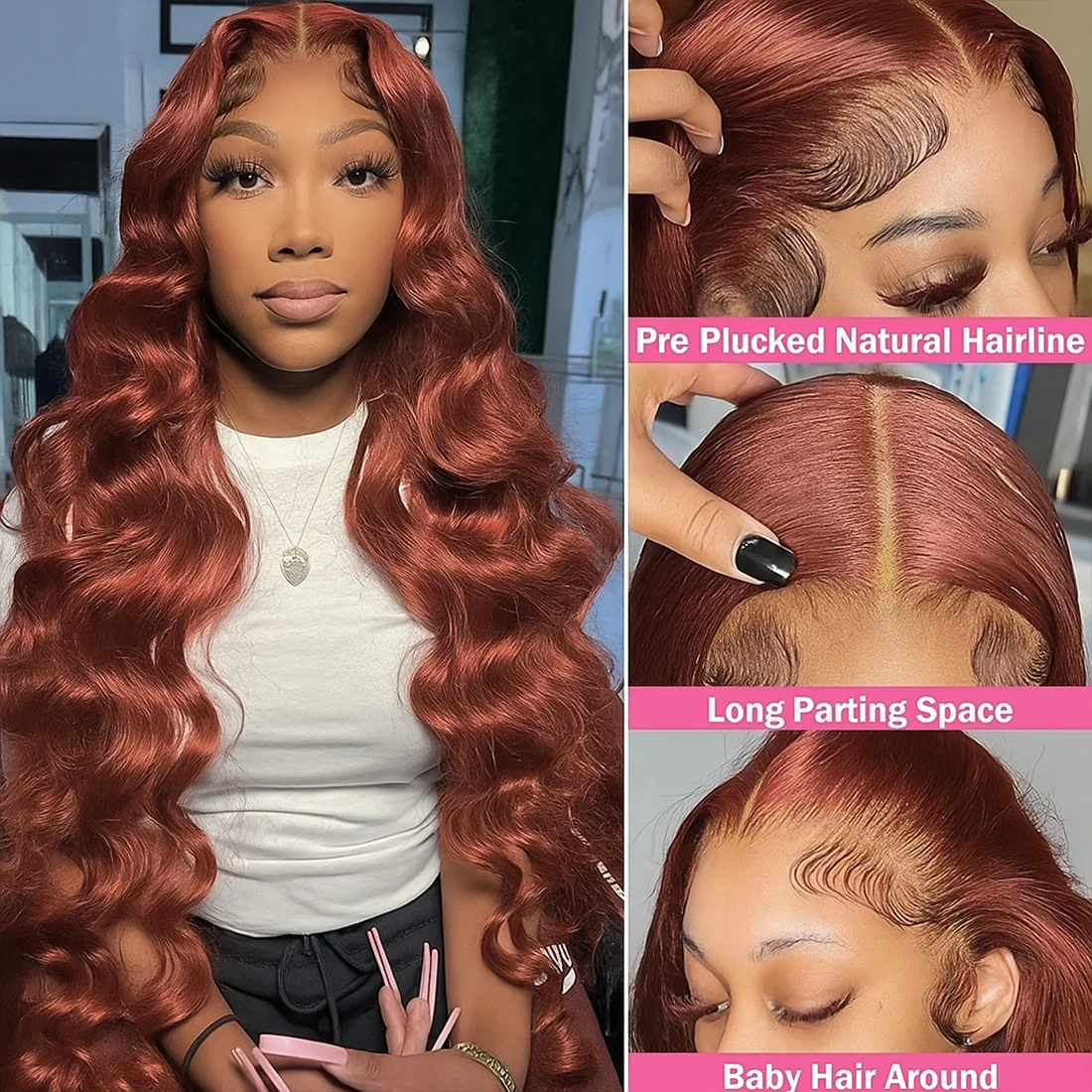 

12A Reddish Brown Lace Front Wigs Human Hair Pre Plucked 13x4 Body Wave Auburn Color Red Brown Human Hair Lace Frontal Remy Hair
