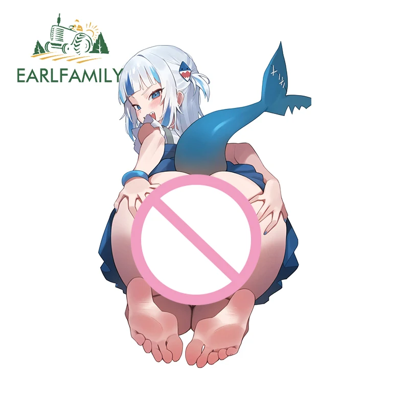 

EARLFAMILY для сексуальных Hololive Gawr Gura, автомобильные наклейки с большой задницей, привлекательные наклейки с героями мультфильмов для девочек, модные автомобильные аксессуары