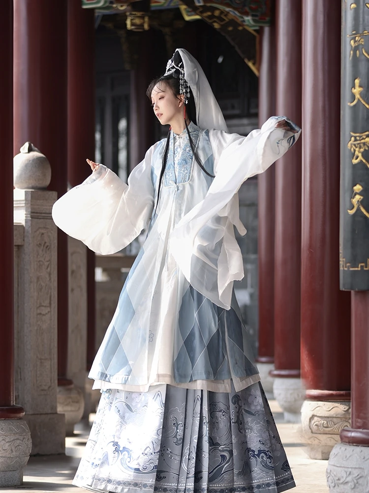 

Ming Dynas Hanfu Women's Long irt Headscarf Vertical Collar Quilted Vest Face Skirt Original Red Chamber Dr Twel...