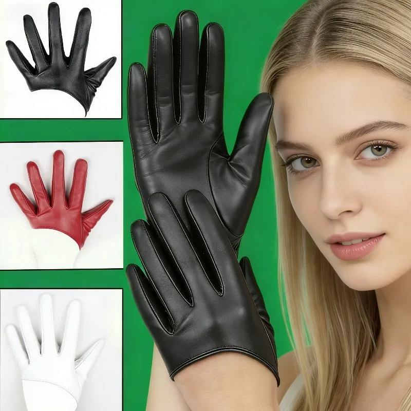 Women Faux PU Leather Fingerless Half Palm Gloves Fashion Stage Dance Evening Party Prom Performance Gloves
