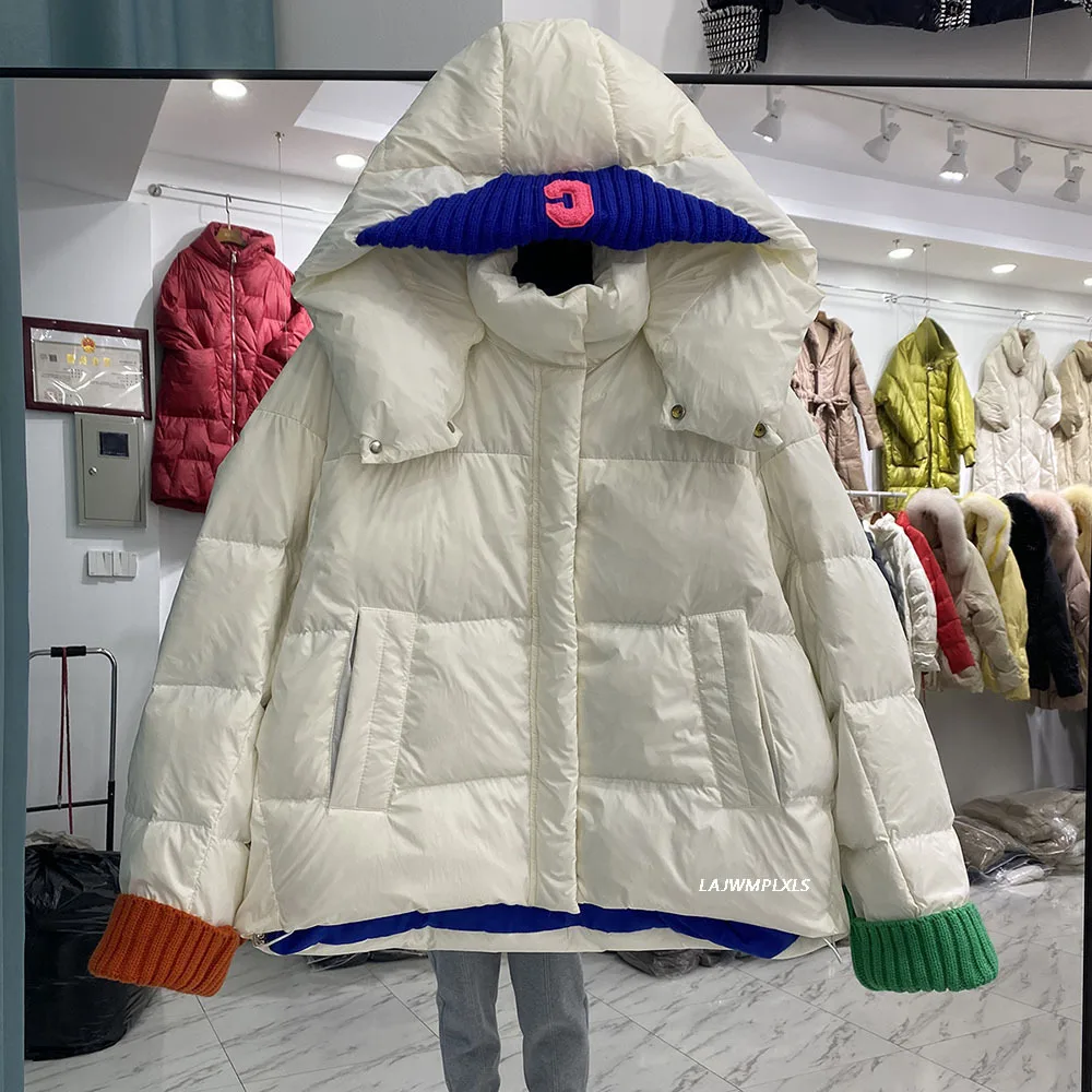 Short Down Jacket Winter Female 2022  Women Snow Coat Thick Loose Korean Fashion Warm Outwear Black Puffer Jacket Hooded