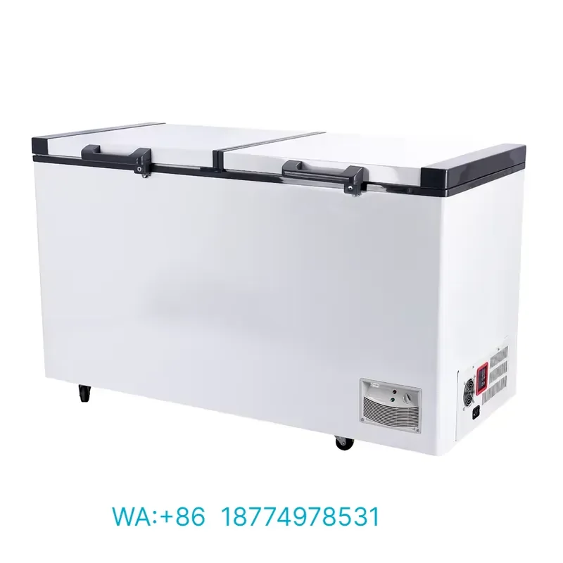 for 508L Solar Panel Direct Drive Deep Chest Freezer 24V AC DC Hybrid Refrigerator Double Door Ice Cream Fridge No Need