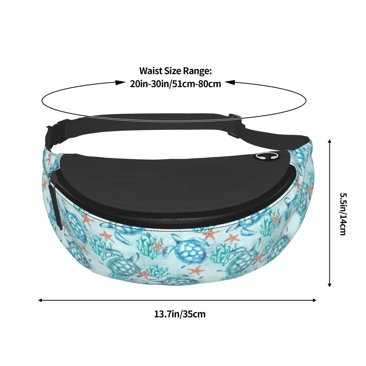 Blauwe Schildpad Heuptasje Custom Ocean Animal Crossbody Taillepakket Vrouwen Mannen Fietsen Camping Telefoon Geldzak