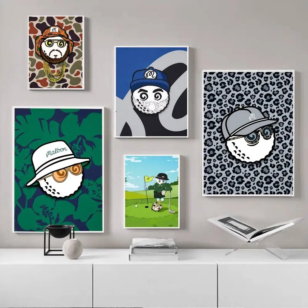 Brand M-Malbon G-Golf Logo Anime Posters Sticky HD Quality Wall Art Retro Posters for Home Kawaii Room Decor