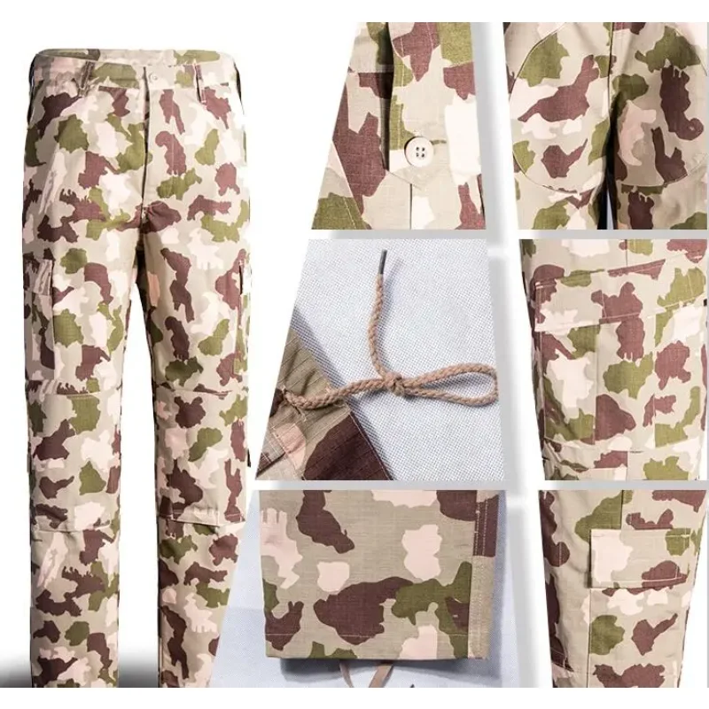 Terno camuflado nigeriano masculino uniforme africano ao ar livre inclui calças deserto