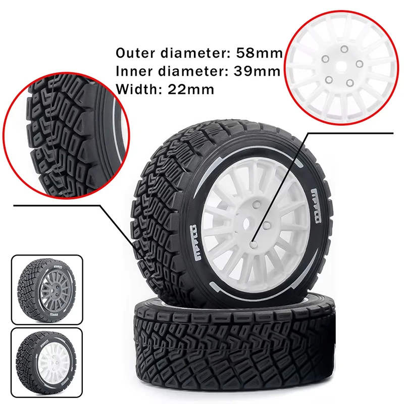 4pcs Tire 58mm * 39mm 1/14 MJX Racing Flat Running Wear-resistant Tire Skin Simulation Modified Tires Accessories