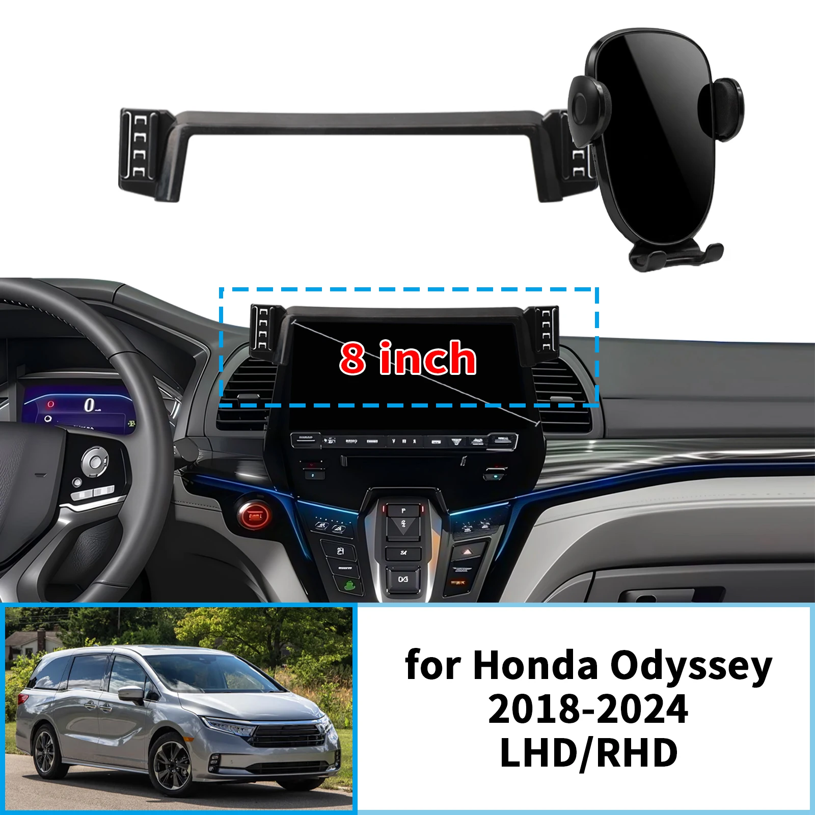 Suporte de Navegação de 8 Polegadas para Honda Odyssey 2018-2022 2023 2024, Base para Tela e Suporte para Telefone ​ ​ acessórios