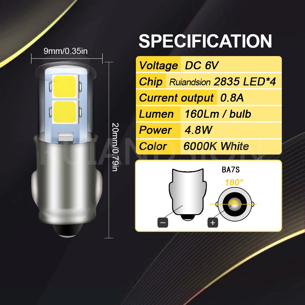 10Pcs 200Lm Ba7s T7 Led Bulb Instrument Panel Lamp Car Motorcycle Dashboard Replacement 12V Blue White Amber 4300K Green Red