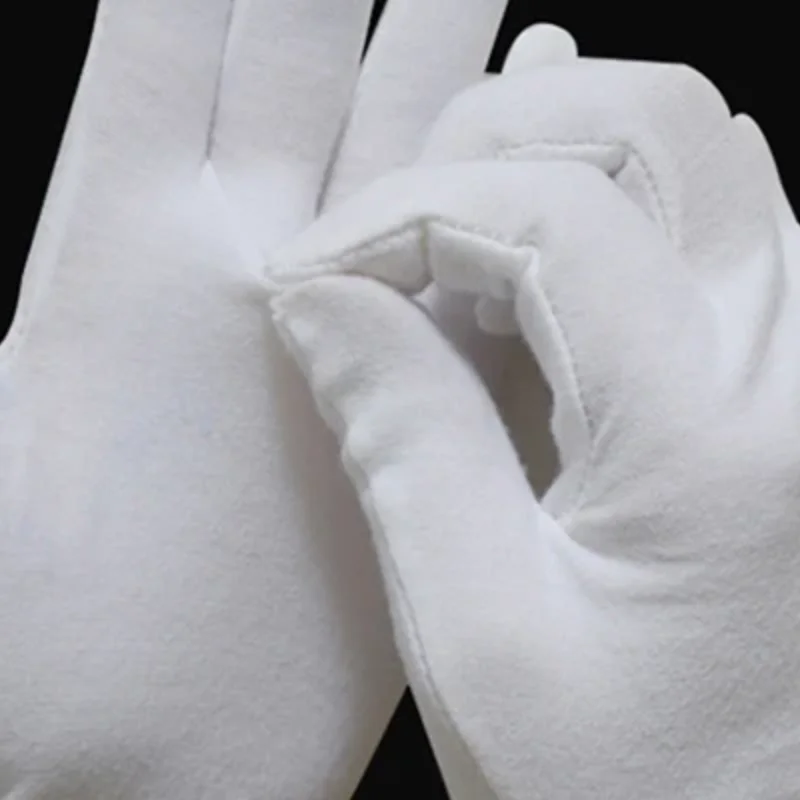 1 Pairs New Full Finger Men Women Etiquette White Cotton Gloves Waiters/Drivers/Jewelry/Workers Mittens Sweat Absorption Gloves