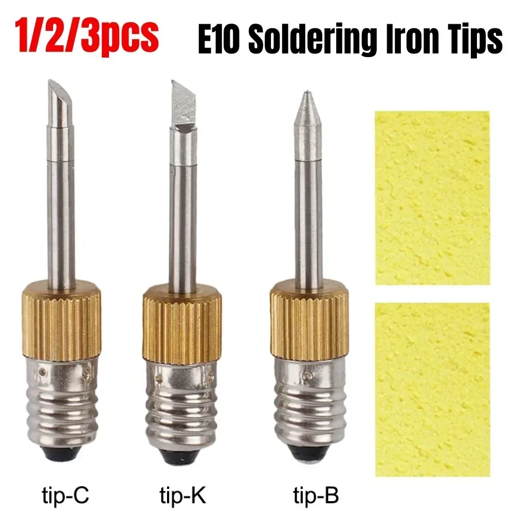 Punte per saldatore Interfaccia E10 Punte per saldatura a batteria senza fili Set di testine per saldatore USB Tipo B/C/K Accessori per utensili di saldatura