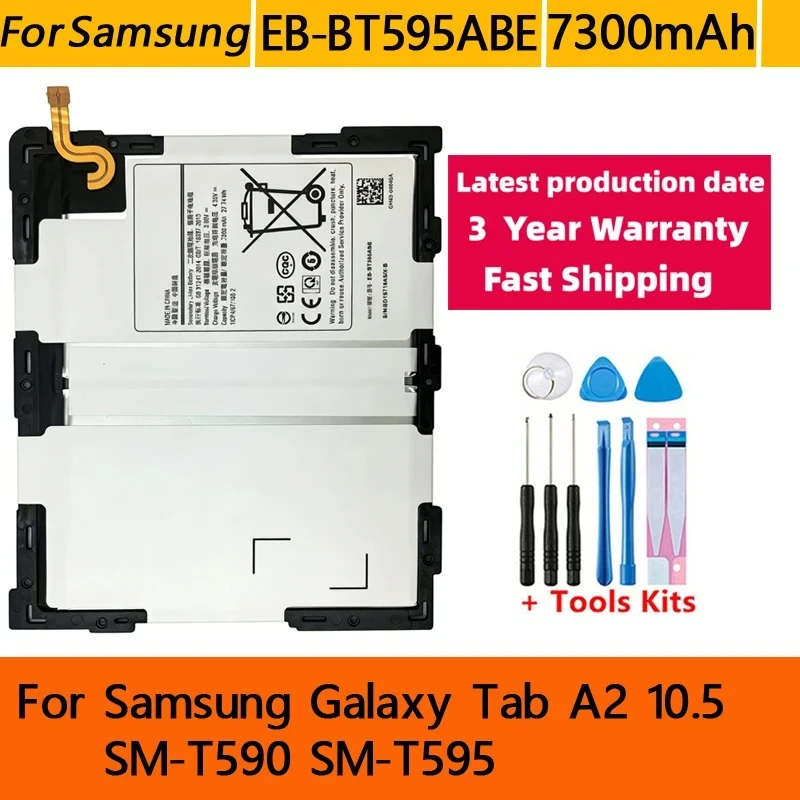 For Samsung Galaxy Tab A2 10.5 SM-T590 T595 Lightweight EB-BT595ABE High Compatibility Tablet Battery 7300mAh