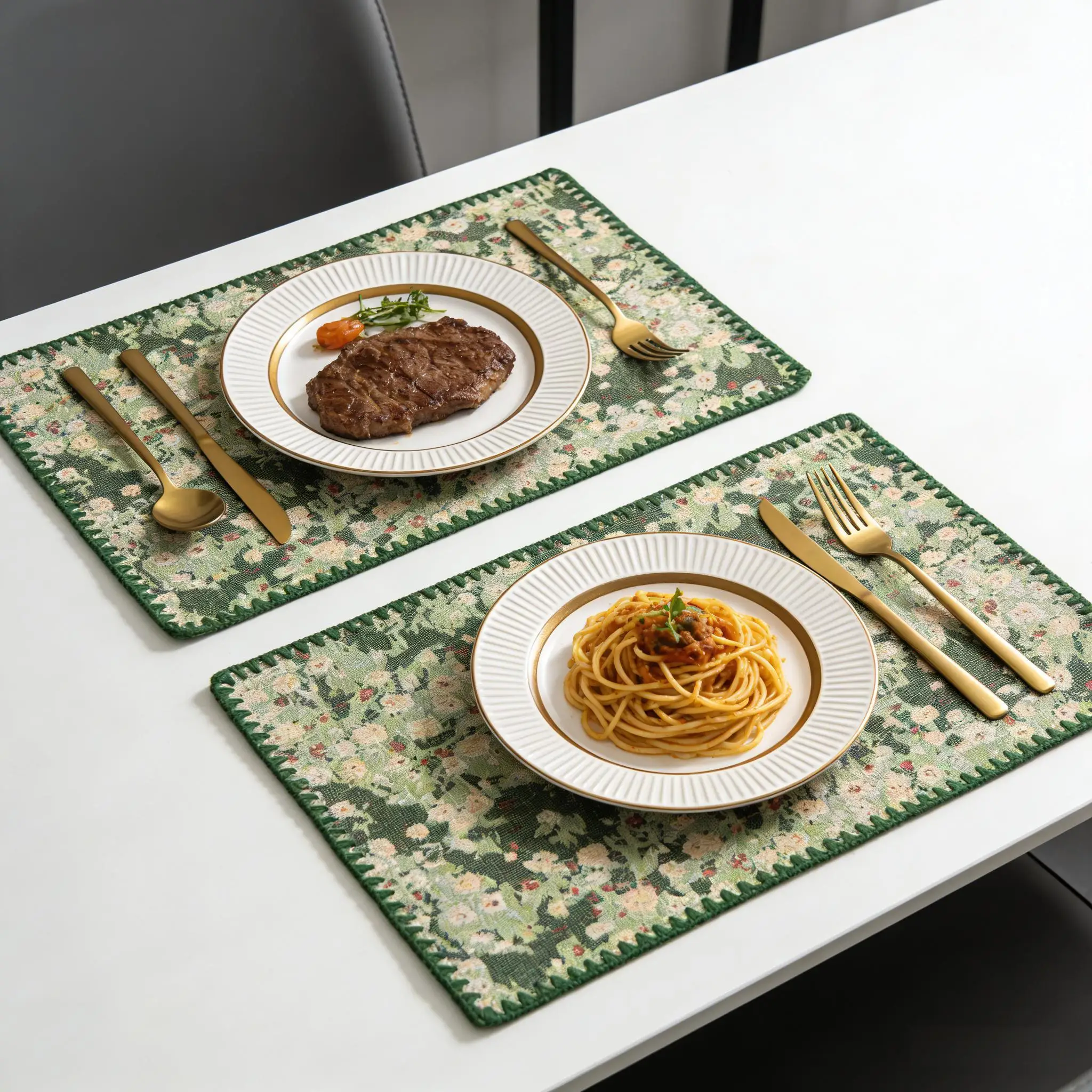 Reusable Kitchen Table Mats Washable Cotton Linen Place Mats for Farmhouse Kitchen Tabletop Cotton Table mats 12 x 18 Inch