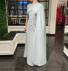 Elegant Prom DressRhinestone Satin Sheath  Exquisite High Collar Evening Dresses Floor Length Customized Wedding Party Dress