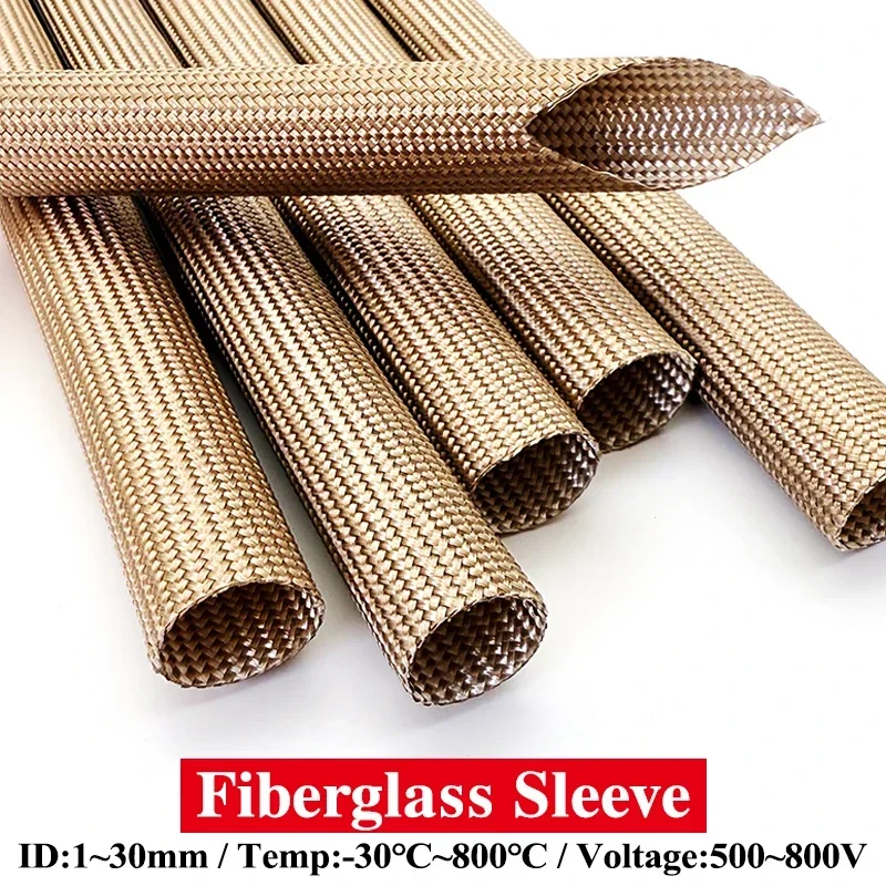 1 ~ 30mm Braided Fiberglass Sleeve 800Deg.C High Temperature Chemical Glass Insulation Soft Fiber Tube Sleeving Wire Wrap