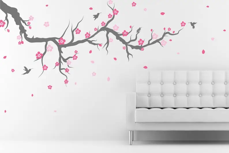 Cherry Blossom Wall Decal Branch Wall Decals for Nursery Headboard Wall Decal Stick on Wall Art by DecalIsland-Cherry Blossom De