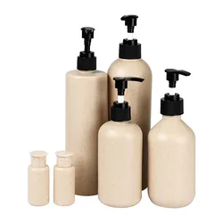 1pc 100/250/300/400/500ml Plastic Biodegradable Pump Bottle Protable Wheat Straw Material Shampoo Lotion Soap Foam Packaging Jar