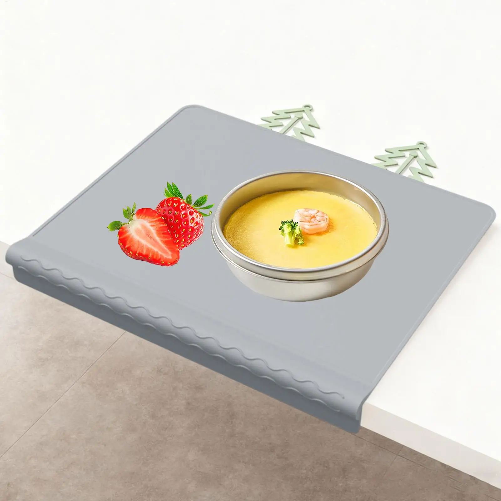 Kids Silicone Placemat Non-Slip Placemat Silicone Restaurant Table Mat with Anti-Collision Edge for Kids Table Food Eating