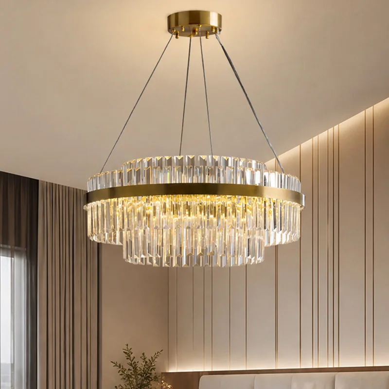 

Gold Modern Luxury Dimmable LED Crystal Hanging Chandelier Pendant Light for Living Dining Room Bedroom Villa House, AC90-260V